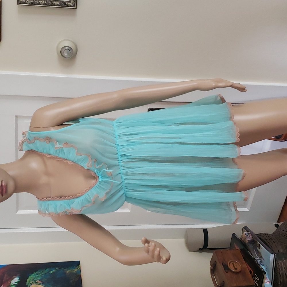 Vintage Turquoise Babydoll Nightie by Avian sz M